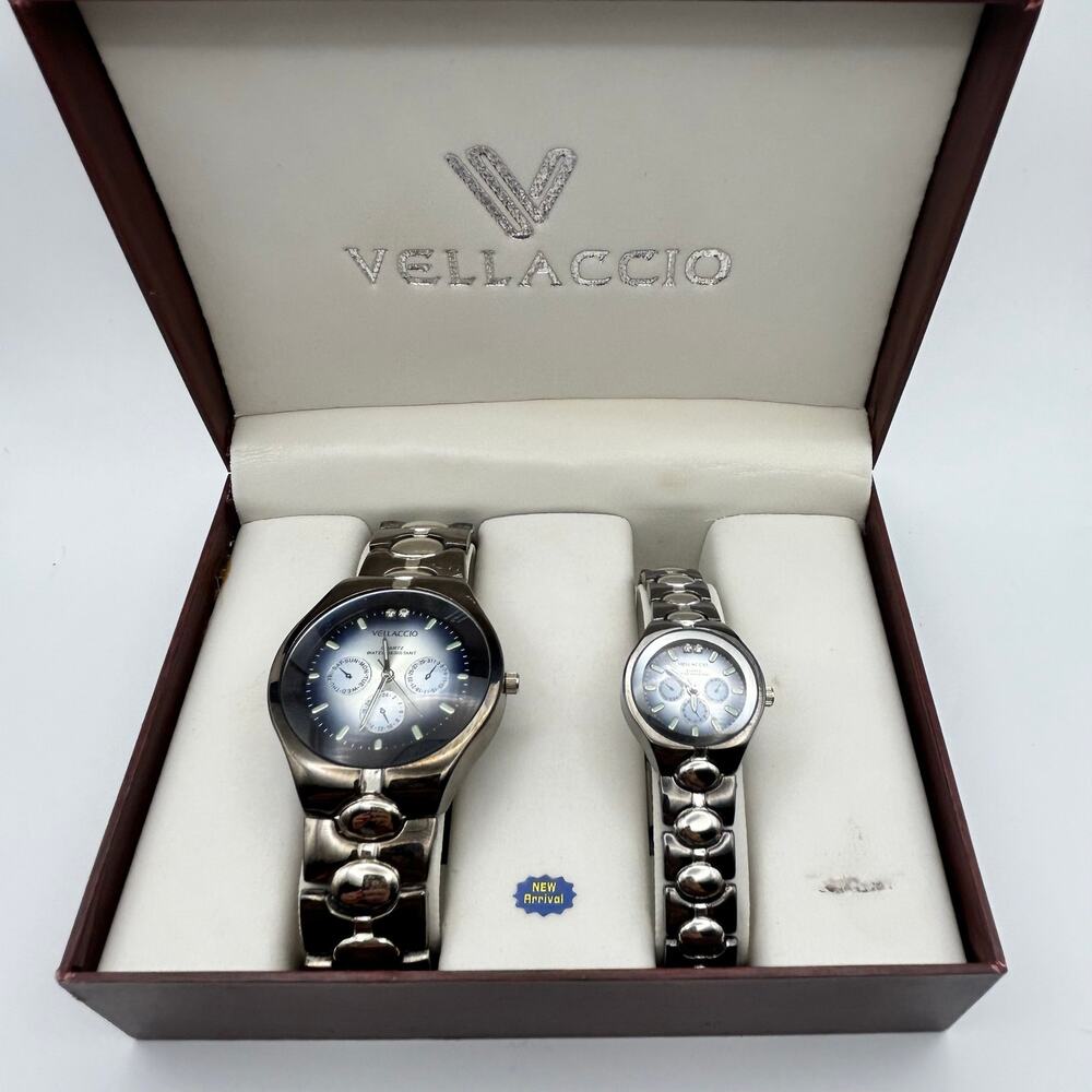 Vellaccio Two-tone His and Her's Watch Set in a Box Working New Battery